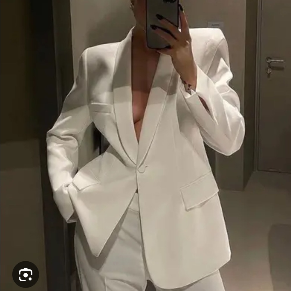 SHEIN White Sport Coat with Notched Lapels and Tailored Fit